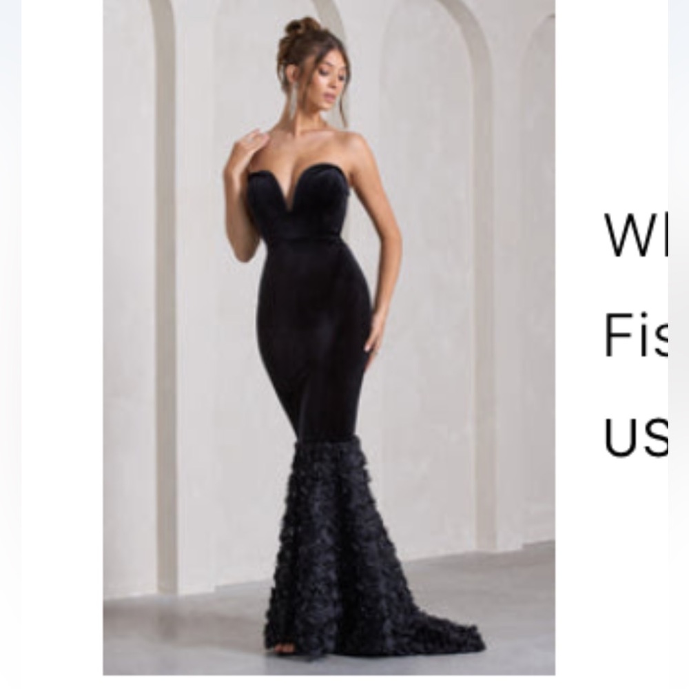 Elegant Black Strapless Evening Gown